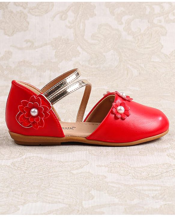 Cute Walk by Babyhug Velcro Closure Ballerina with Floral Applique  - White