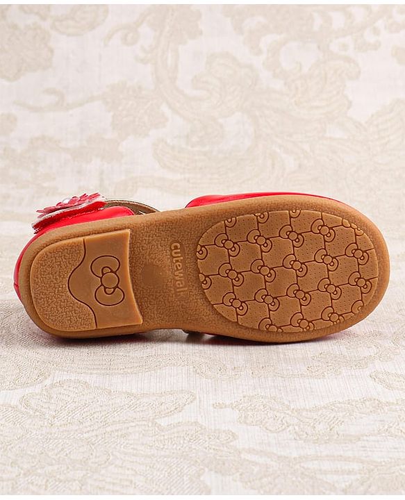 Cute Walk by Babyhug Velcro Closure Ballerina with Floral Applique  - White