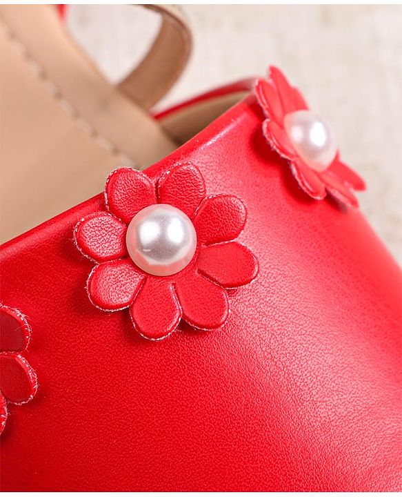 Cute Walk by Babyhug Velcro Closure Ballerina with Floral Applique  - White