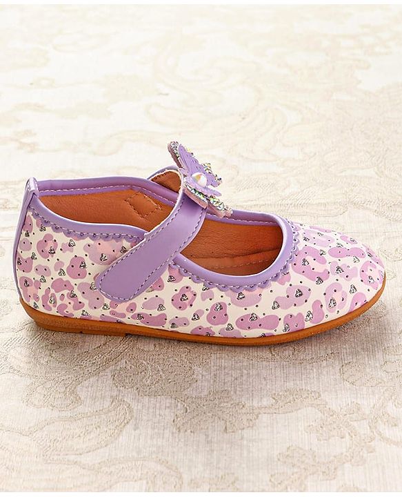 Cute Walk by Babyhug Ballerinas with Velcro Closure Heart Print & Bow Applique - Mint
