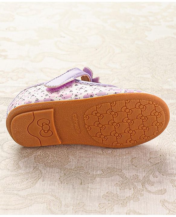 Cute Walk by Babyhug Ballerinas with Velcro Closure Heart Print & Bow Applique - Mint
