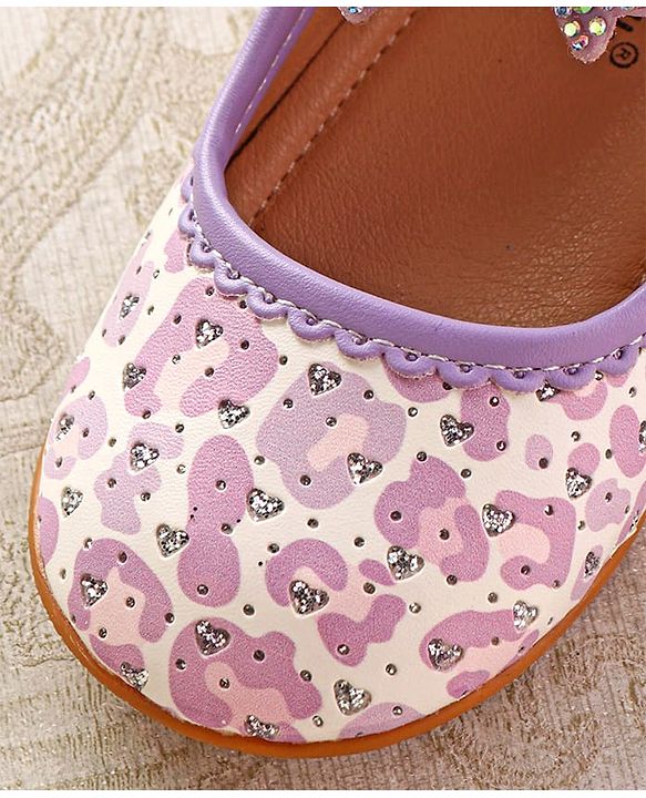 Cute Walk by Babyhug Ballerinas with Velcro Closure Heart Print & Bow Applique - Mint