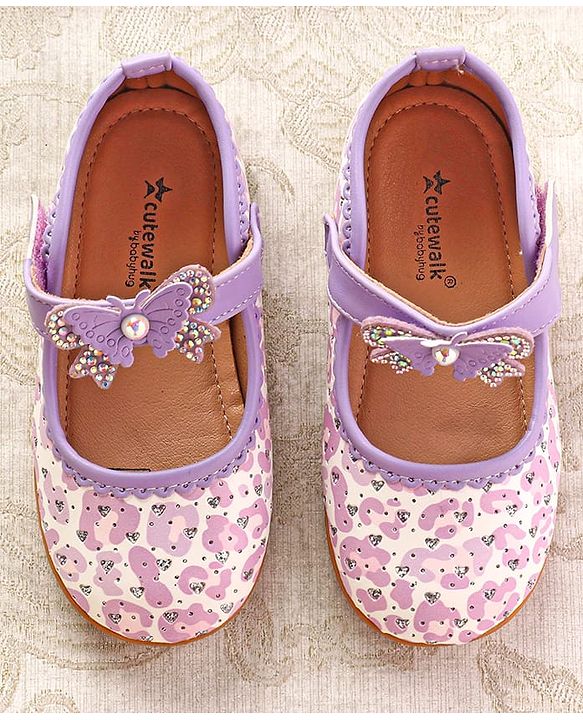 Cute Walk by Babyhug Ballerinas with Velcro Closure Heart Print & Bow Applique - Mint