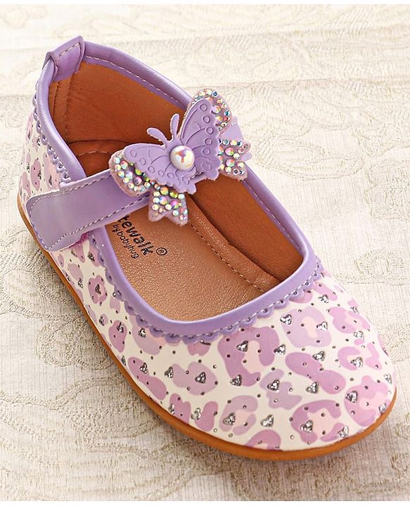 Cute Walk by Babyhug Ballerinas with Velcro Closure Heart Print & Bow Applique - Mint