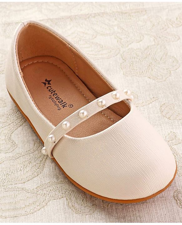 Cute Walk by Babyhug Slip On Ballerina with Pearl Detailing - Beige