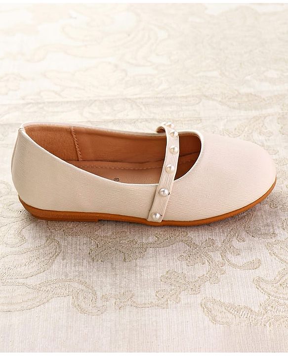Cute Walk by Babyhug Slip On Ballerina with Pearl Detailing - Beige