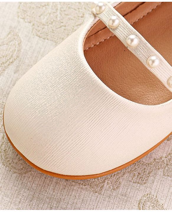 Cute Walk by Babyhug Slip On Ballerina with Pearl Detailing - Beige
