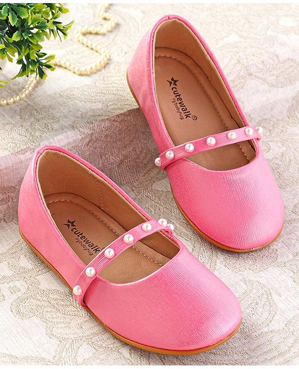 Cute Walk by Babyhug Slip On Ballerina with Pearl Detailing - Beige