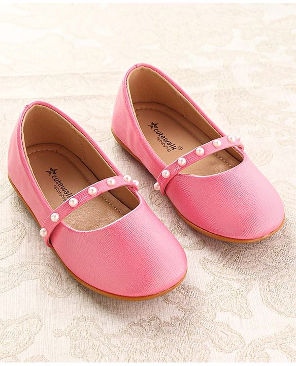 Cute Walk by Babyhug Slip On Ballerina with Pearl Detailing - Beige