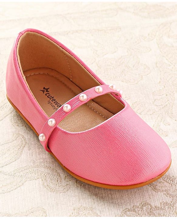 Cute Walk by Babyhug Slip On Ballerina with Pearl Detailing - Beige