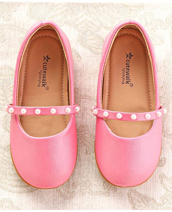 Cute Walk by Babyhug Slip On Ballerina with Pearl Detailing - Beige
