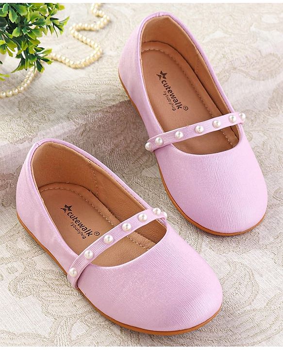 Cute Walk by Babyhug Slip On Ballerina with Pearl Detailing - Beige