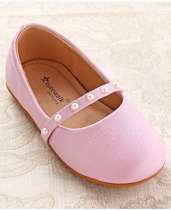 Cute Walk by Babyhug Slip On Ballerina with Pearl Detailing - Beige