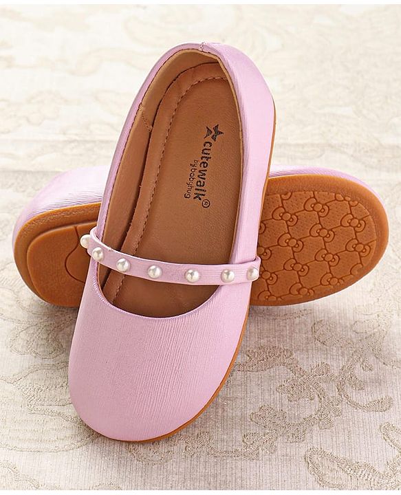 Cute Walk by Babyhug Slip On Ballerina with Pearl Detailing - Beige