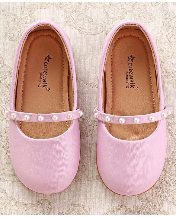 Cute Walk by Babyhug Slip On Ballerina with Pearl Detailing - Beige