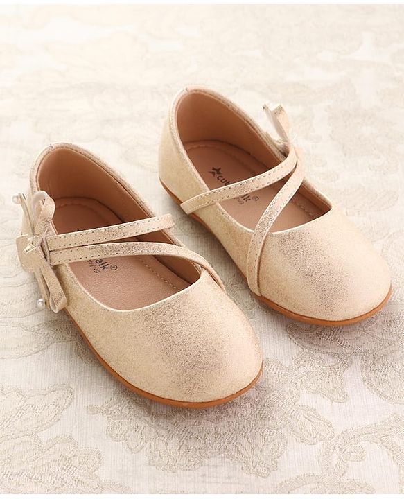 Cute Walk by Babyhug Ballerinas With Velcro Closure & Bow Applique - Beige