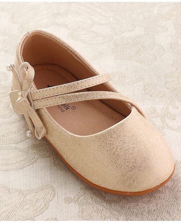 Cute Walk by Babyhug Ballerinas With Velcro Closure & Bow Applique - Beige