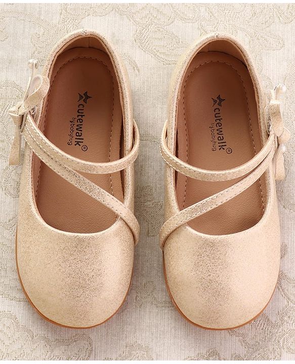 Cute Walk by Babyhug Ballerinas With Velcro Closure & Bow Applique - Beige