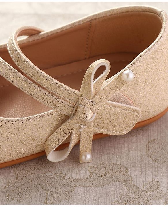 Cute Walk by Babyhug Ballerinas With Velcro Closure & Bow Applique - Beige