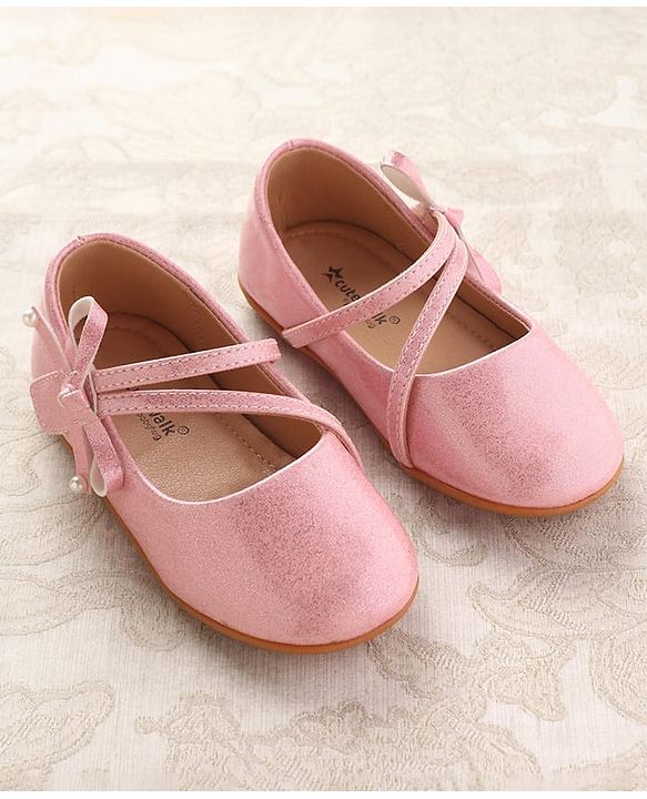Cute Walk by Babyhug Ballerinas With Velcro Closure & Bow Applique - Beige