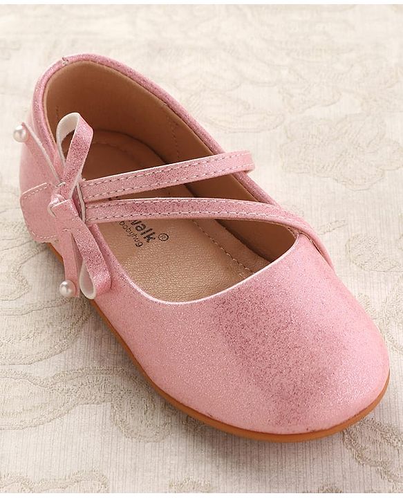 Cute Walk by Babyhug Ballerinas With Velcro Closure & Bow Applique - Beige