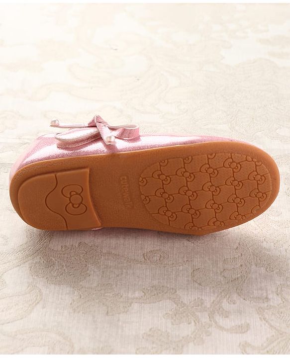 Cute Walk by Babyhug Ballerinas With Velcro Closure & Bow Applique - Beige
