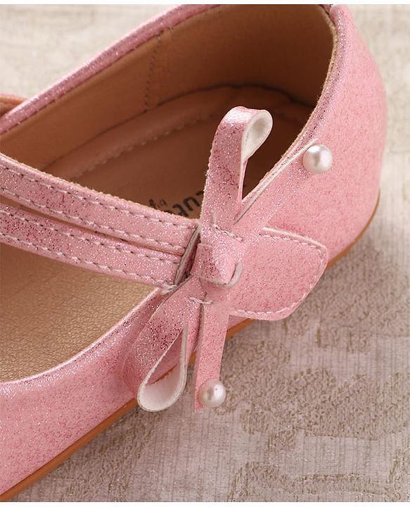 Cute Walk by Babyhug Ballerinas With Velcro Closure & Bow Applique - Beige