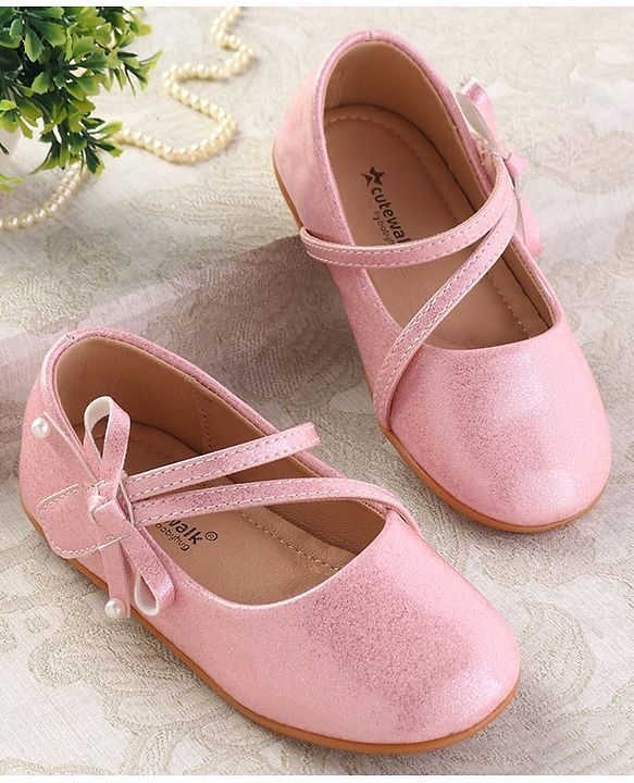 Cute Walk by Babyhug Ballerinas With Velcro Closure & Bow Applique - Beige
