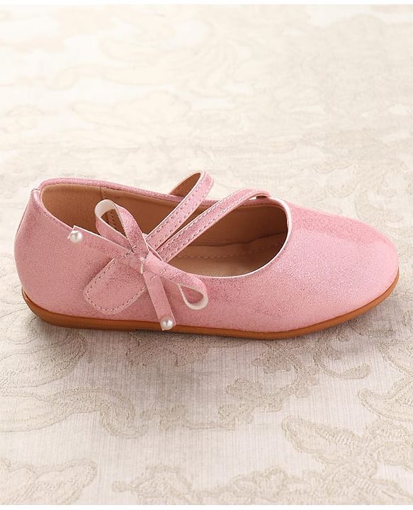 Cute Walk by Babyhug Ballerinas With Velcro Closure & Bow Applique - Beige