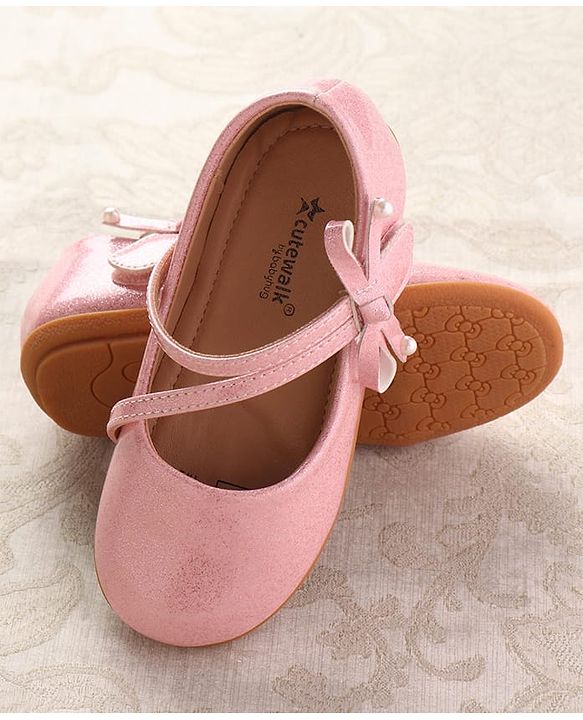 Cute Walk by Babyhug Ballerinas With Velcro Closure & Bow Applique - Beige