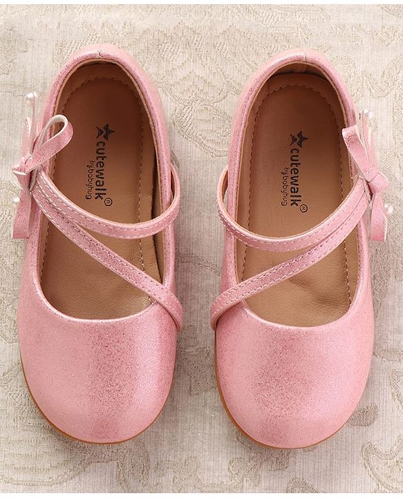 Cute Walk by Babyhug Ballerinas With Velcro Closure & Bow Applique - Beige