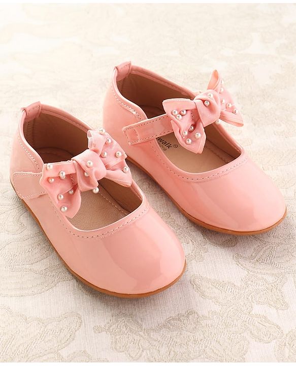 Cute Walk by Babyhug Ballerinas With Velcro Closure & Bow Applique - Pink