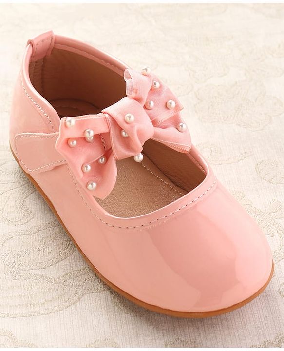 Cute Walk by Babyhug Ballerinas With Velcro Closure & Bow Applique - Pink