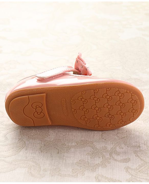 Cute Walk by Babyhug Ballerinas With Velcro Closure & Bow Applique - Pink