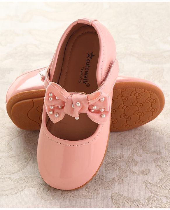 Cute Walk by Babyhug Ballerinas With Velcro Closure & Bow Applique - Pink