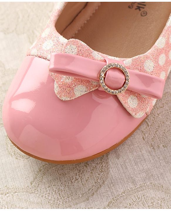 Cute Walk by Babyhug Ballerinas With Velcro Closure & Glitter Bow Applique - Pink