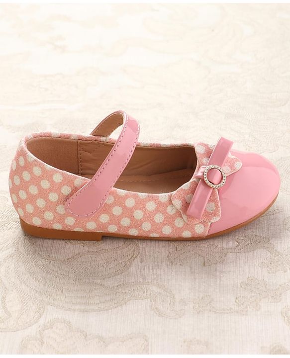Cute Walk by Babyhug Ballerinas With Velcro Closure & Glitter Bow Applique - Pink