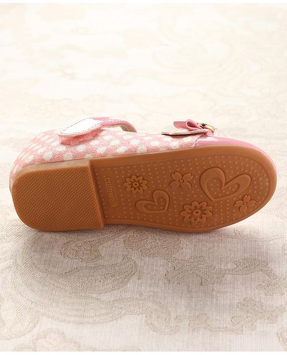 Cute Walk by Babyhug Ballerinas With Velcro Closure & Glitter Bow Applique - Pink