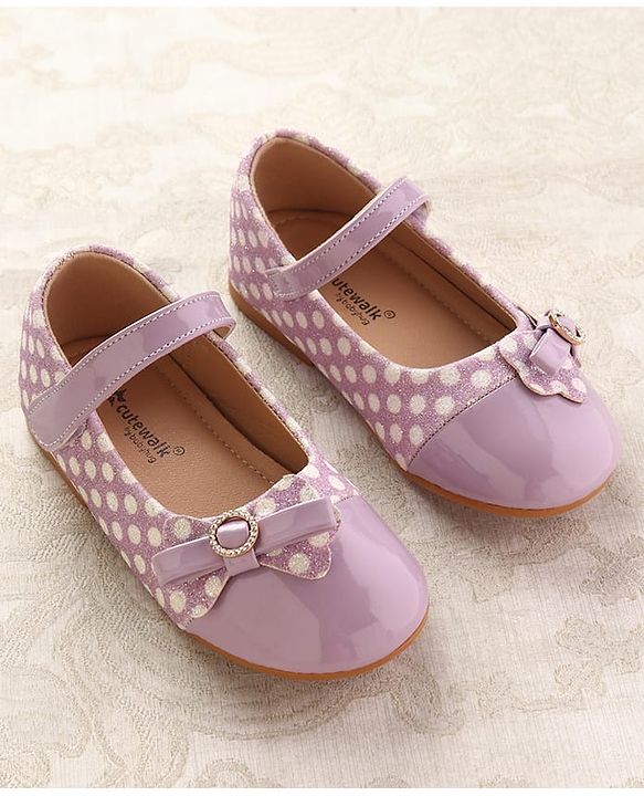 Cute Walk by Babyhug Ballerinas With Velcro Closure & Glitter Bow Applique - Pink