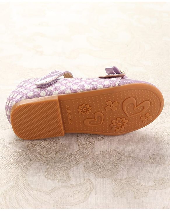 Cute Walk by Babyhug Ballerinas With Velcro Closure & Glitter Bow Applique - Pink