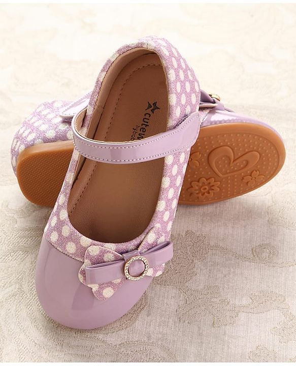 Cute Walk by Babyhug Ballerinas With Velcro Closure & Glitter Bow Applique - Pink