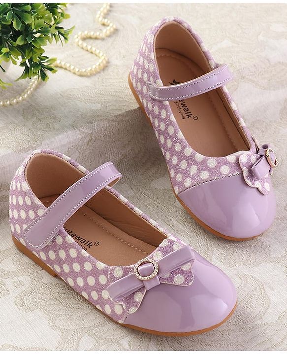 Cute Walk by Babyhug Ballerinas With Velcro Closure & Glitter Bow Applique - Pink