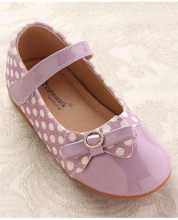 Cute Walk by Babyhug Ballerinas With Velcro Closure & Glitter Bow Applique - Pink