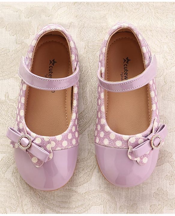 Cute Walk by Babyhug Ballerinas With Velcro Closure & Glitter Bow Applique - Pink
