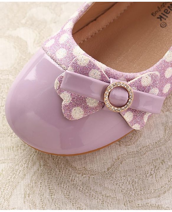 Cute Walk by Babyhug Ballerinas With Velcro Closure & Glitter Bow Applique - Pink