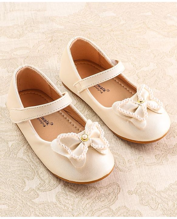 Cute Walk by Babyhug Ballerina with Velcro Closure & Bow Applique - White