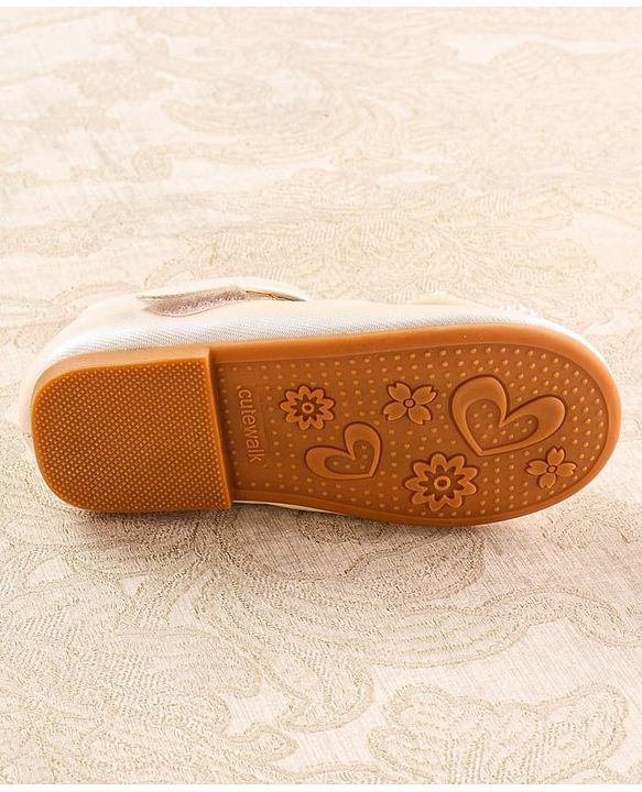 Cute Walk by Babyhug Ballerina with Velcro Closure & Bow Applique - White