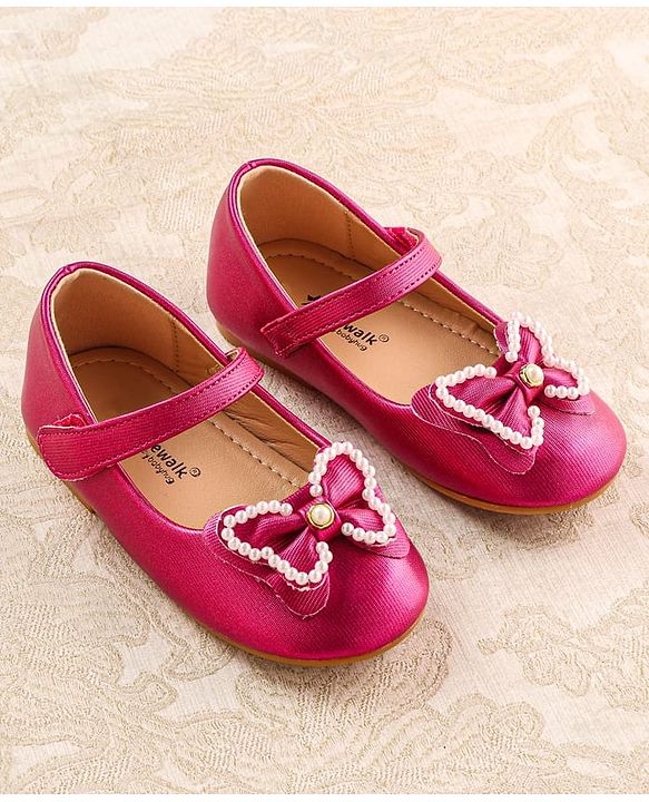 Cute Walk by Babyhug Ballerina with Velcro Closure & Bow Applique - White
