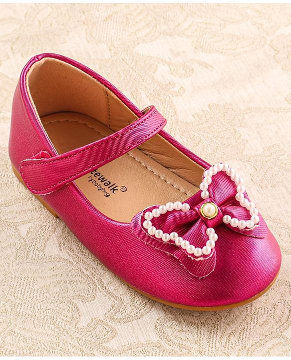 Cute Walk by Babyhug Ballerina with Velcro Closure & Bow Applique - White