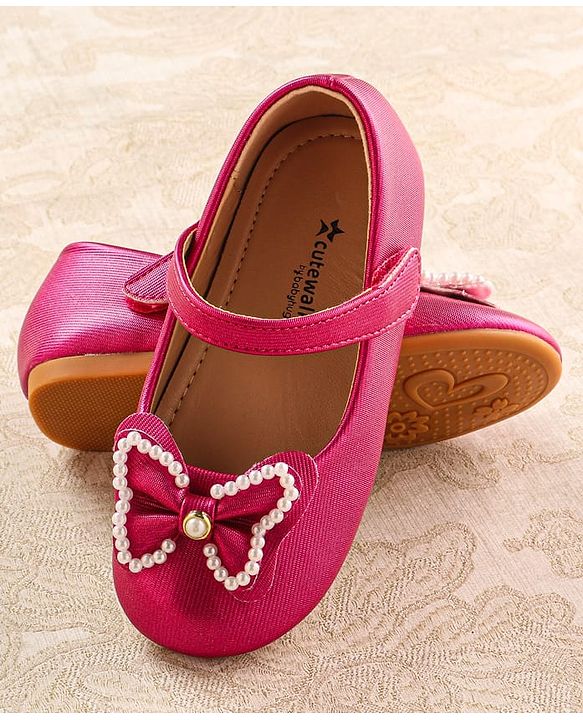 Cute Walk by Babyhug Ballerina with Velcro Closure & Bow Applique - White